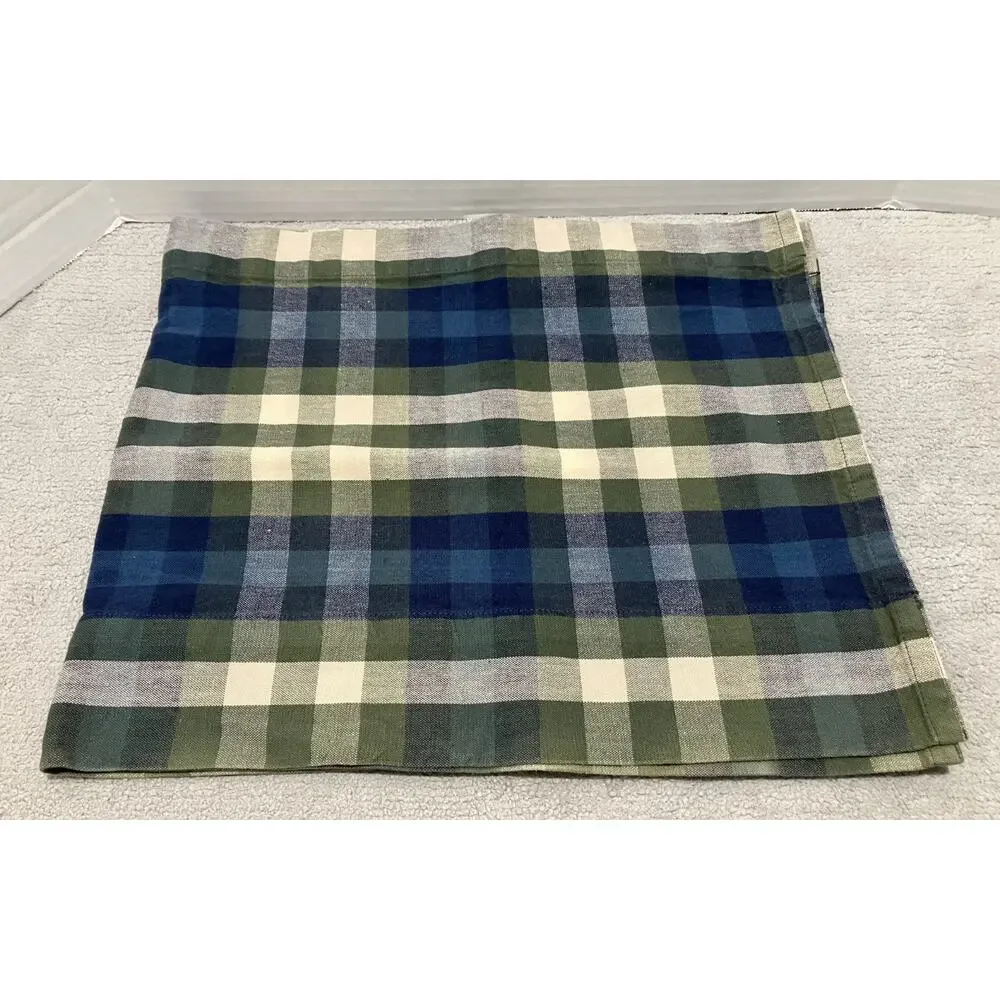 JCPenney Home Valance Bradley Stripe Plaid Valance Woven Cotton Blue Olive Green